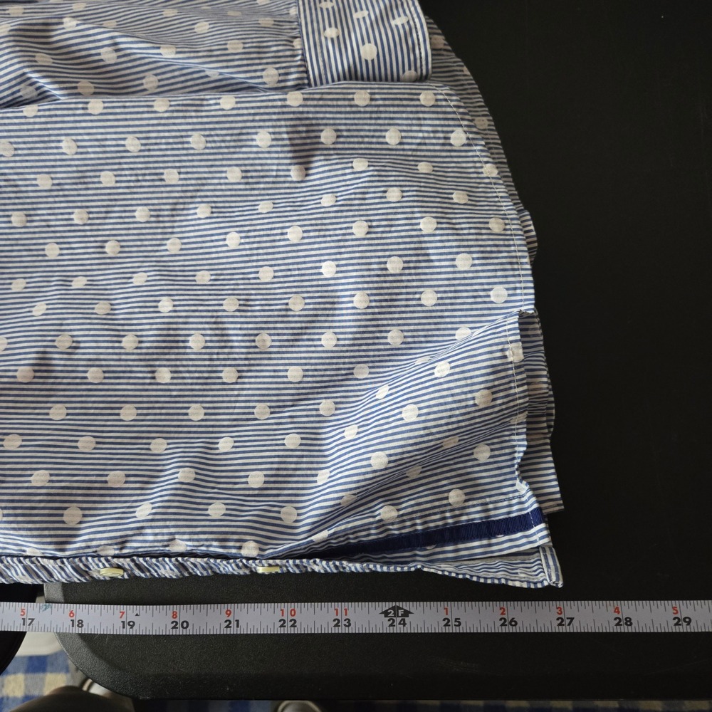 Talbots Women Blue Striped Polka Dot Button Front Long Sleeve Shirt Large Career - Picture 6 of 7